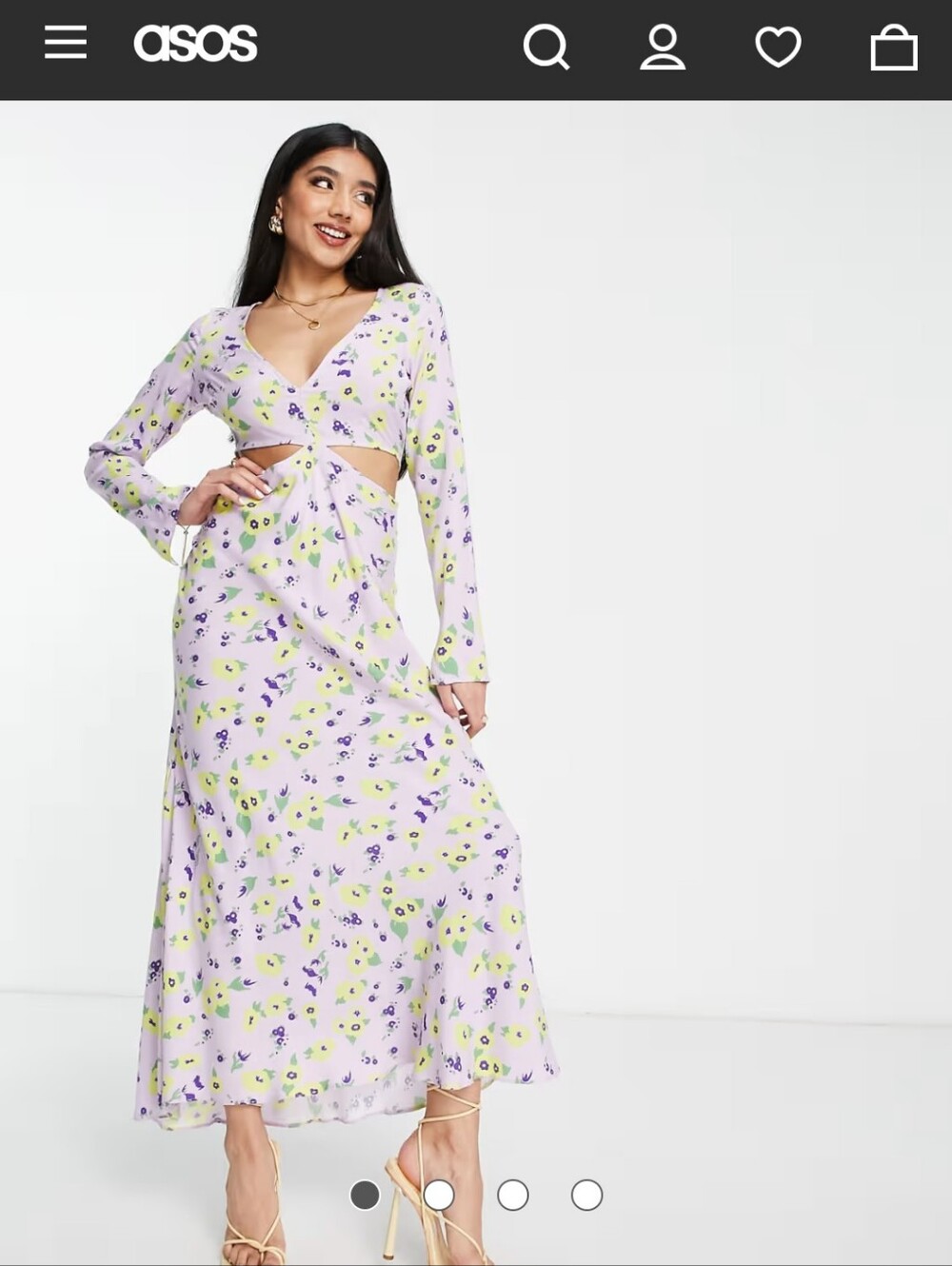 Floral Cutout Long Sleeve Maxi Dress in Lilac
